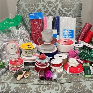 21 Preowned Partial Spools of Kirkland, Glitz & Glimmer, Offray Ribbon & MORE